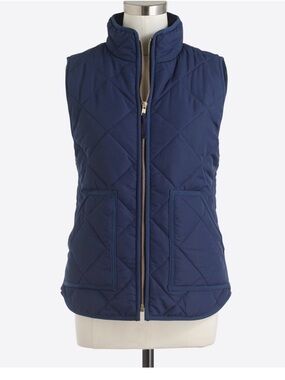 J. Crew Navy Quilted Zip-Front Vest